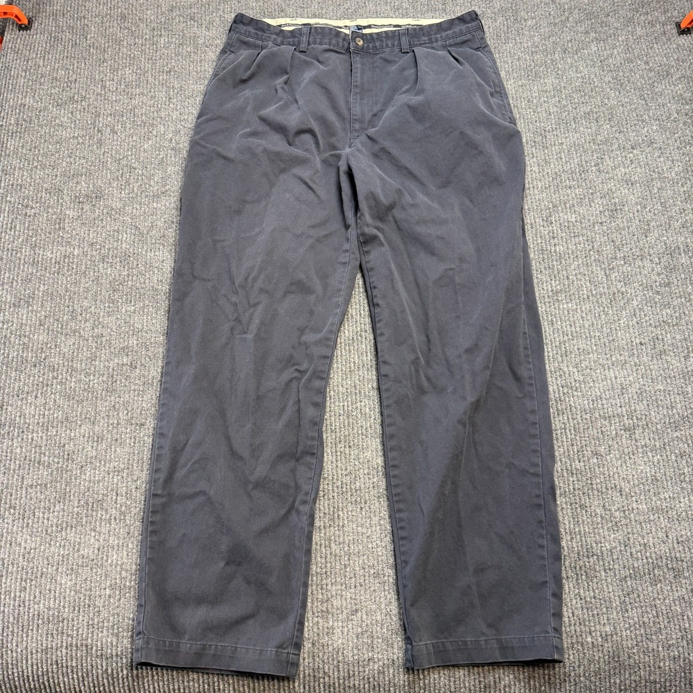 VTG Polo Ralph Lauren Pants Mens 38x32 (35x31) Navy Blue Pleated Twill Relaxed
